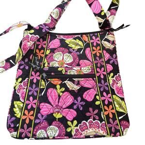 Vera Bradley Hipster Crossbody Bag Jazzy Blooms Floral Quilted Cotton Purse